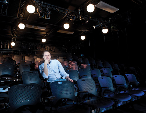 AJ Epstein in his new black box theater, West of Lenin