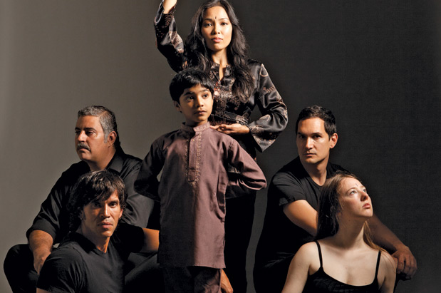 (Clockwise from top center) Performers Khanh Doan, Richard Sloniker, Belle Wolf, Brandon O’Neill, John Farrage and (center) Akhi Vadari