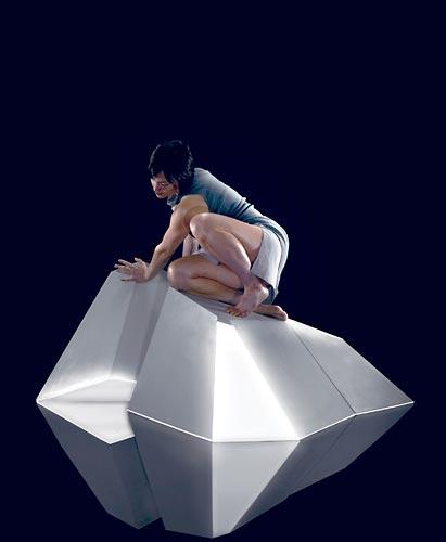 Tahni Holt, above, and visual artist Marty Schnapf stage "Island Desk: my teeny tiny knowledge of nothing."